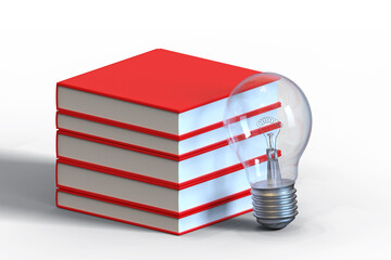 3d rendering students education book with bulb