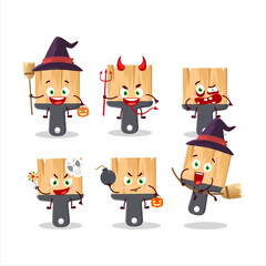 Halloween expression emoticons with cartoon character of paint brushes