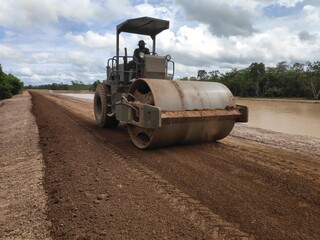 Heavy equipment creates new roads.