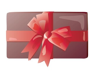茶色いリボンの赤いプレゼントの箱
