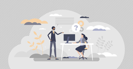 Internship work experience for job practice training tiny person concept