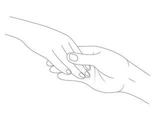 Fototapeta na wymiar Man holding woman’s hand. Vector illustration.