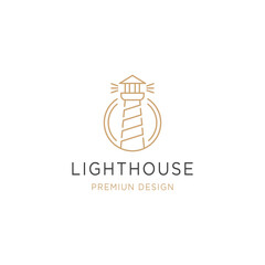 Lighthouse line outline monoline logo design inspiration