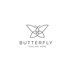 Butterfly line logo design template - vector