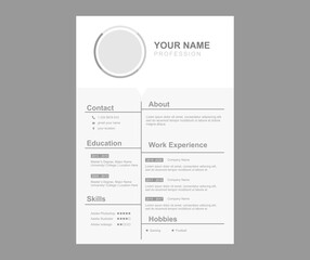 Minimalist curriculum resume template illustration design