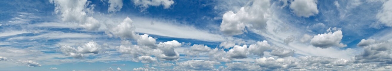 Beautiful panoramic view of blue sky with patch of white clouds, Sydney, New South Wales, Australia
