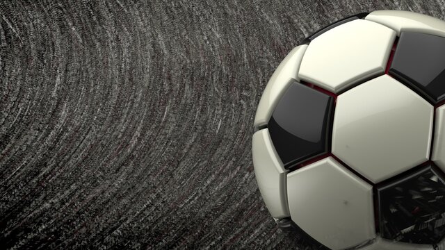 Soccer ball with Particles under Black Background. 3D sketch design and illustration. 3D CG. 3D high quality rendering.