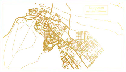 Laayoune Sahara City Map in Retro Style in Golden Color. Outline Map.
