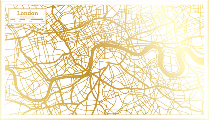 London England UK City Map in Retro Style in Golden Color. Outline Map.