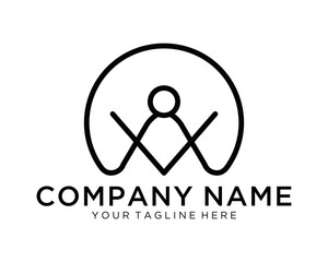 abstract letter V people logo on a white background.