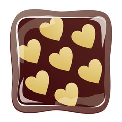 ハートの模様の四角いチョコレート