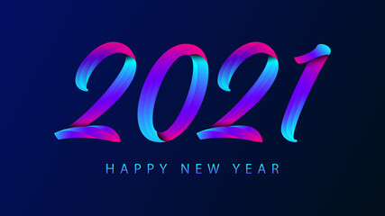 Happy New Year 2021 colorful lettering design for greeting cards, poster, Banner, Vector illustration.