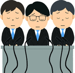 謝罪会見のイラスト