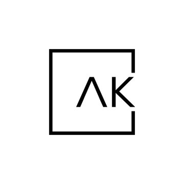 Creative initial letter AK square logo design concept vector