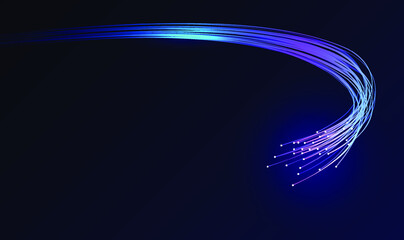 Abstract digital background. Optical fiber of digital communication. Vector illustration on a dark background is an optical fiber with a stream of information. For use as a background, poster. - obrazy, fototapety, plakaty