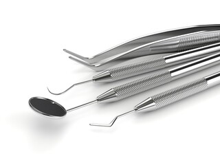 3d render of dental diagnostic instruments over white background