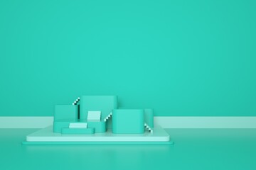 3d rendering abstract platform, minimal pastel podium display scene.