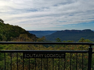 Fototapeta na wymiar Beautiful view of mountains and valleys, Duke of York Lookout, Blue Mountain National Park, New South Wales, Australia 
