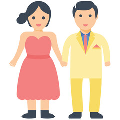Newlywed Couple Flat Icon 