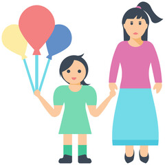 Mother Daughter Flat Icon