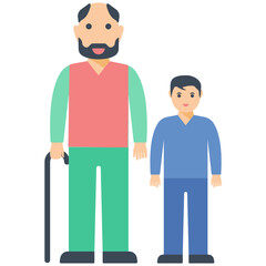 Grandfather Grandson Flat Icon