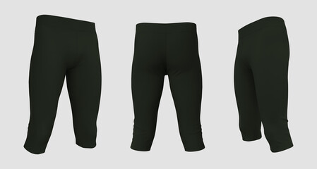 Blank pants mockup, back and side views. 3d rendering, 3d illustration.