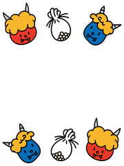 節分の　可愛い縦のシンプルフレーム