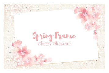 和紙と桜と和柄のベクターイラスト素材