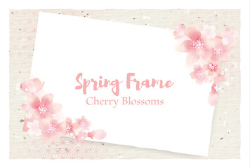 和紙と桜と和柄のベクターイラスト素材