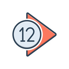 Color illustration icon for number