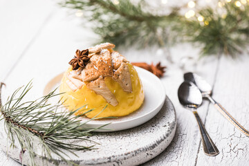 Natilla Colombian or Spain cuisine - Christmas tradition