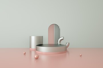 3d rendering abstract platform, minimal pastel podium display scene.