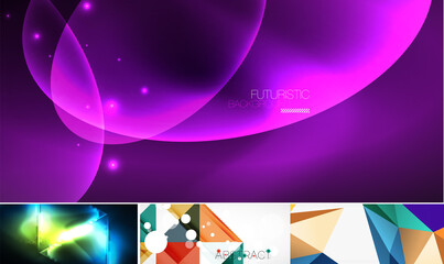 Set of beautiful minimal design geometric abstract backgrounds. Vector illustration for covers, banners, flyers and posters and other designs