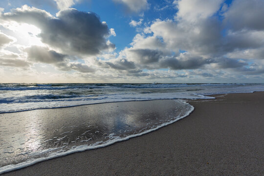 Sylt - View to Wenningstedt Beach at Sunset with srong wind