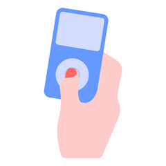 
Mp3 player flat vector, hand and music device 
