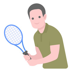 
Badminton flat editable vector, sports man
