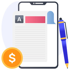 
An online paid articles flat concept icon
