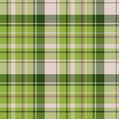 Seamless pattern in green, light beige and brown colors for plaid, fabric, textile, clothes, tablecloth and other things. Vector image.