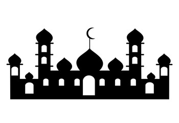 magnificent and beautiful mosque silhouette illustration
