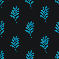 Fototapeta premium Watercolor seamless pattern of blue branches.