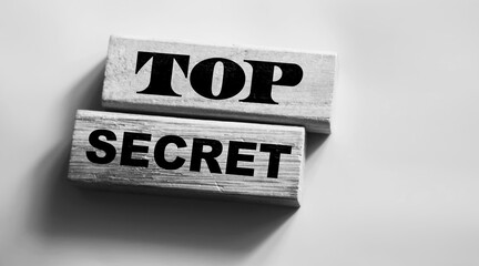 Top secret phrase made wooden blocks. Successful Trading business concept