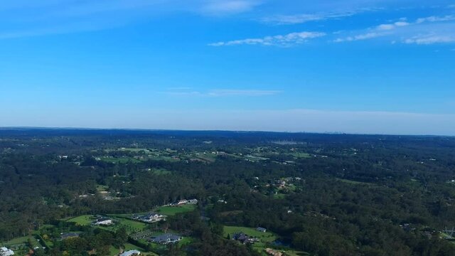 Panoramic drone aerial view over Dural Sydney suburb NSW Australia