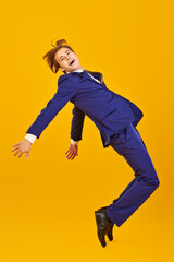 Fototapeta na wymiar jumping cheerful man