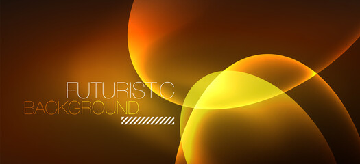 Neon ellipses abstract backgrounds. Shiny bright round shapes glowing in the dark. Vector futuristic illustrations for covers, banners, flyers and posters and other