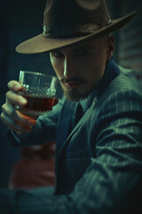 brutal man with whiskey