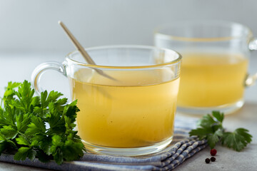 bone broth in a glass