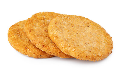 Stack of oat cookies isolated on white