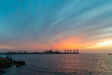 Fototapeta na wymiar Sunset view at the Red Seashore