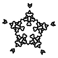 
Snowflake icon in linear style, winter decorative pattern 
