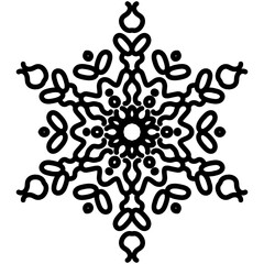 
Snowflake icon in linear style, winter decorative pattern 

